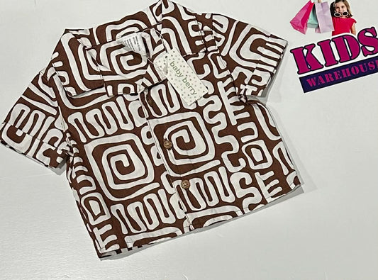 New Baby Berry Brown & White Shirt Size 0000