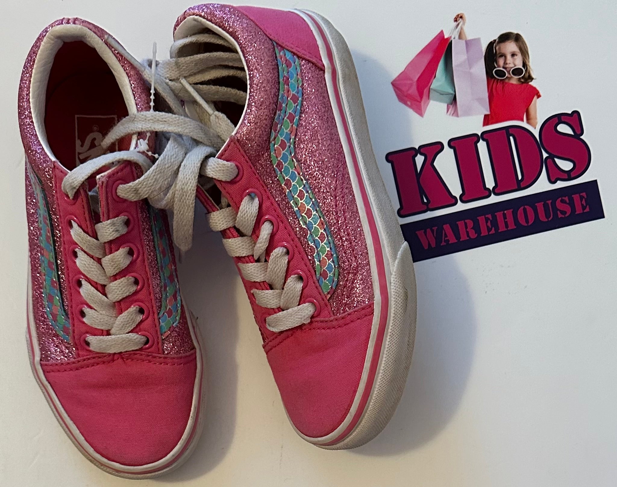 Kids pink glitter vans hotsell