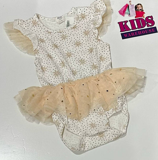 Gem Look White & Golden Tutu Bodysuit Size 1