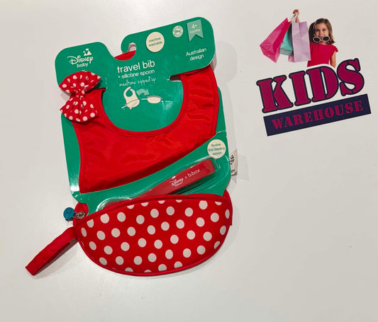 Not Used Disney Baby x B.Box Minnie Mouse Themed Travel Bib & Silicon Spoon