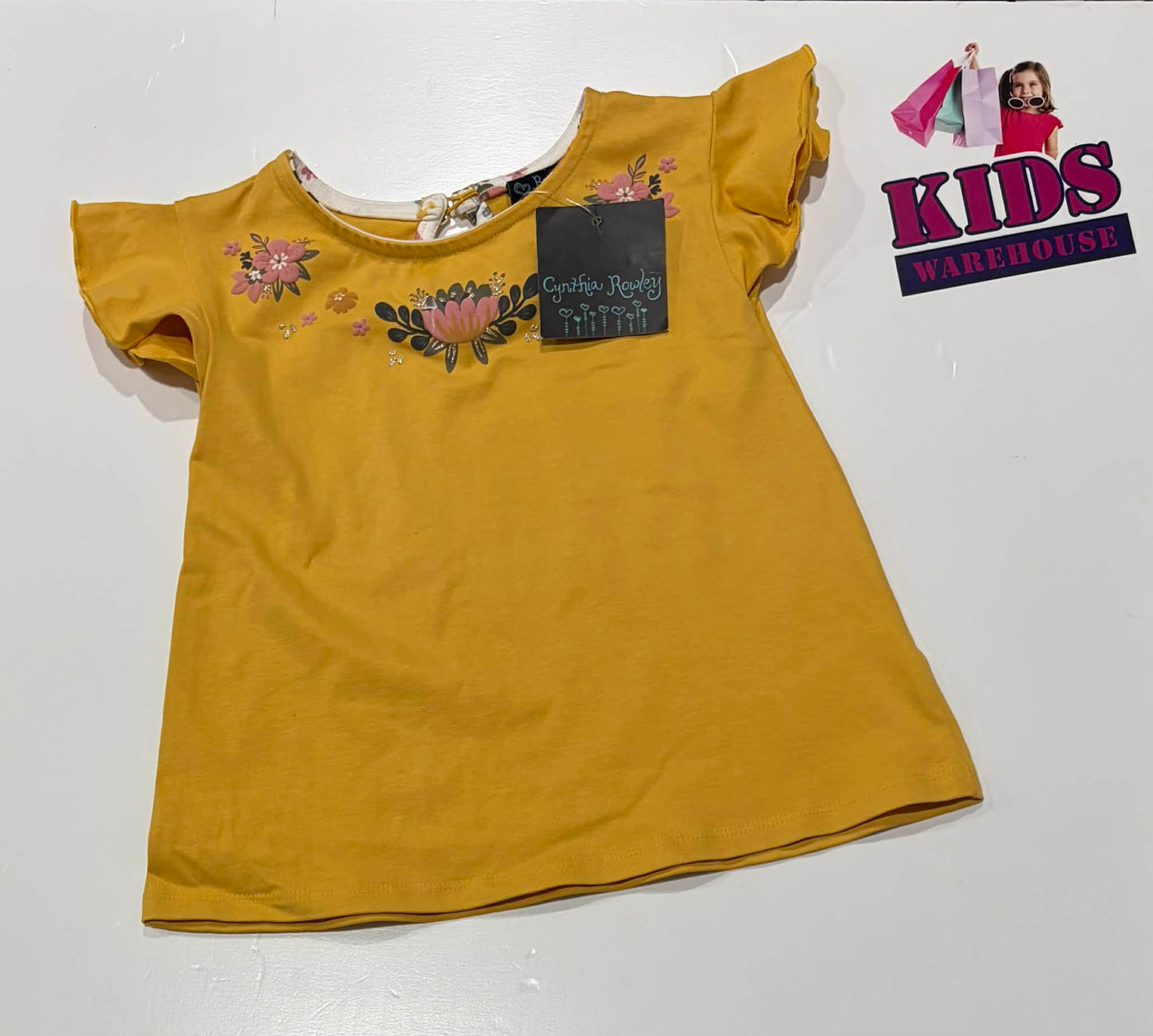 Cynthia Rowley Yellow Top With Flower Print Size 2