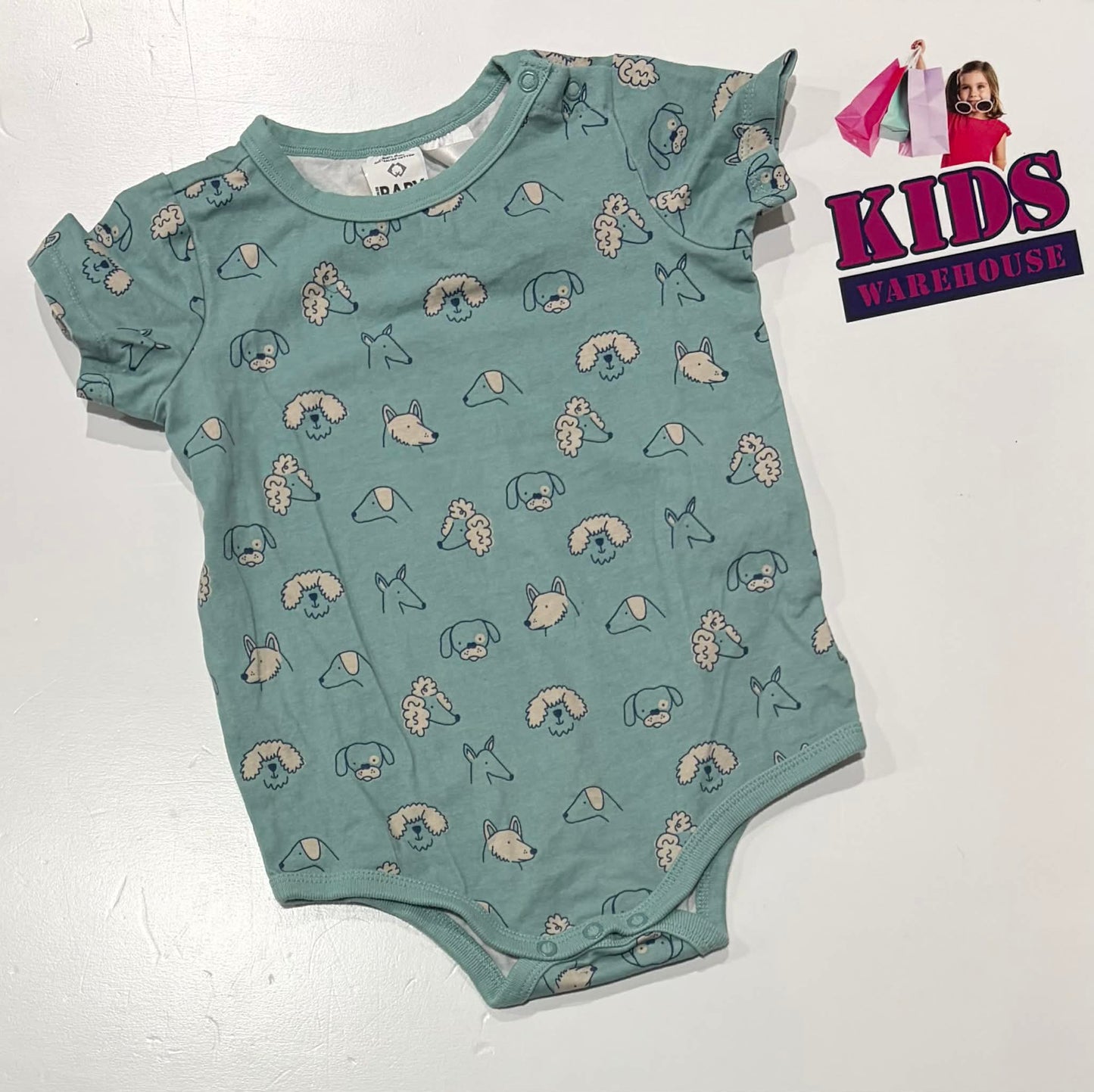 Cotton On Green Bodysuit With Dog & Sheep Pattern Size 2