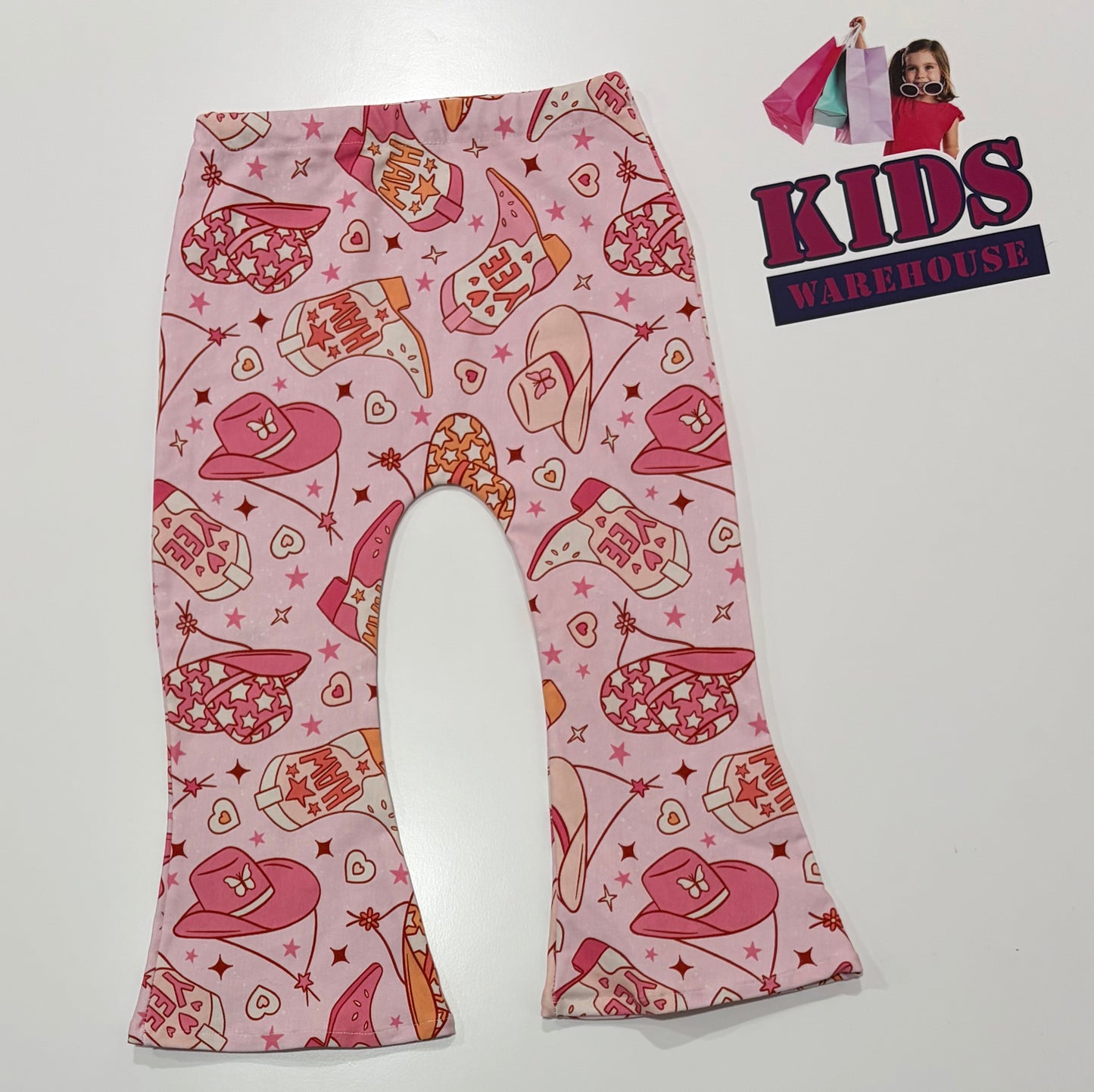 Little Love Pink, Cowboy Hat, Boots Print Flared Pants Size 2