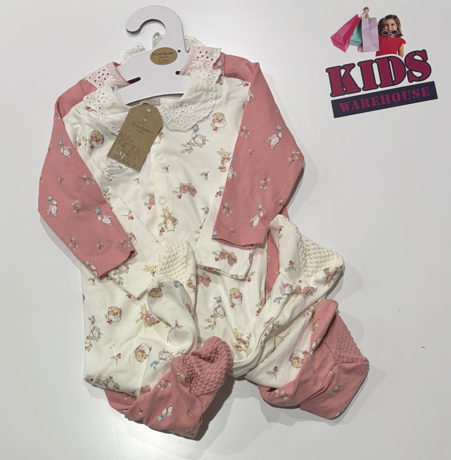 Not Used Peter Rabbit Pink, White Leaf Print Jumpsuit Size 0