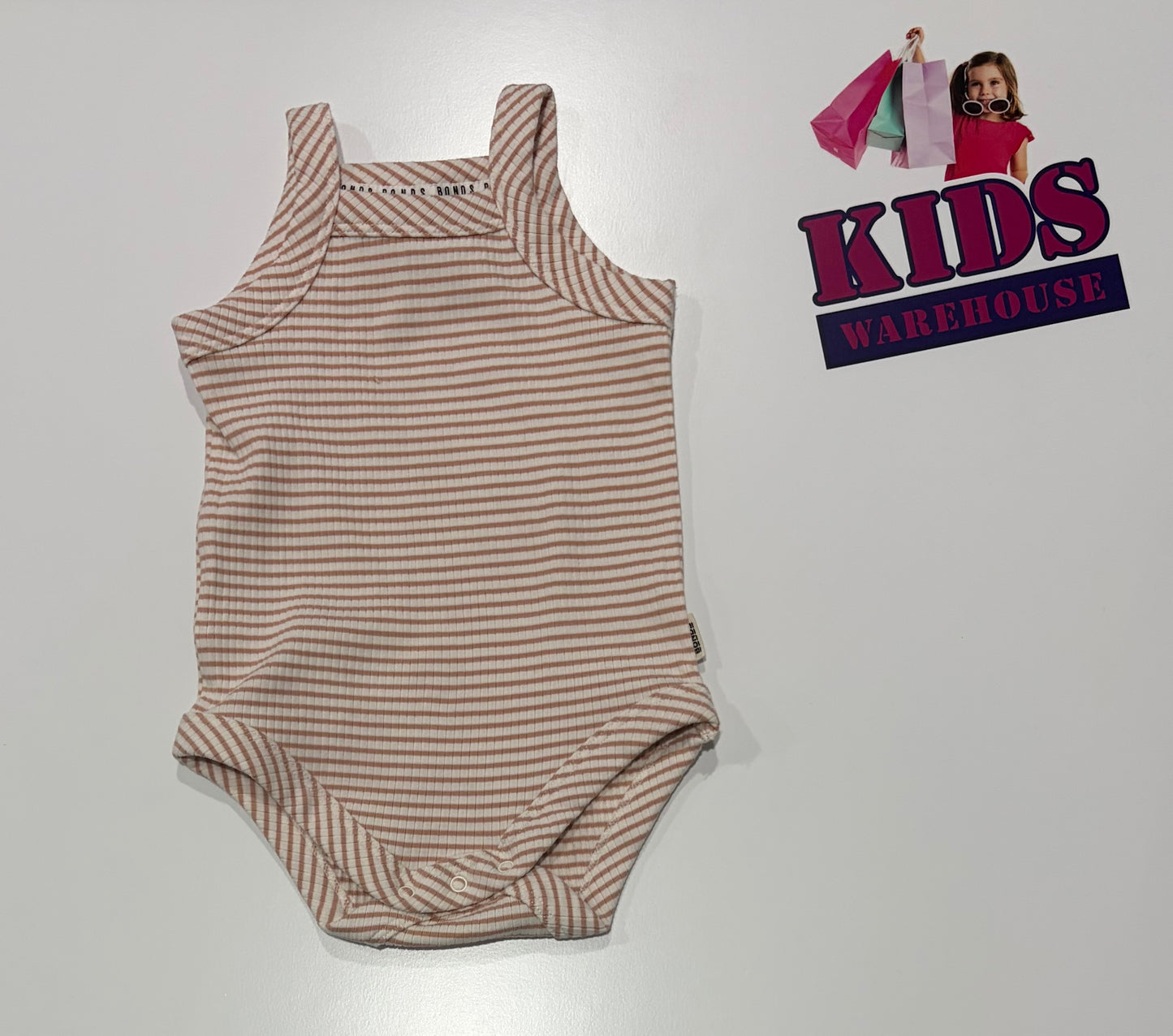Bonds Brown, White Stripe Print Bodysuit Size 0