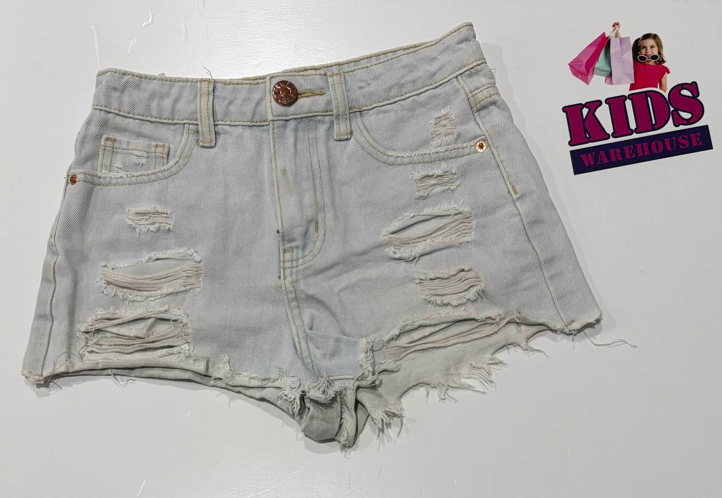 Desu White Ripped Jean Shorts Size 8