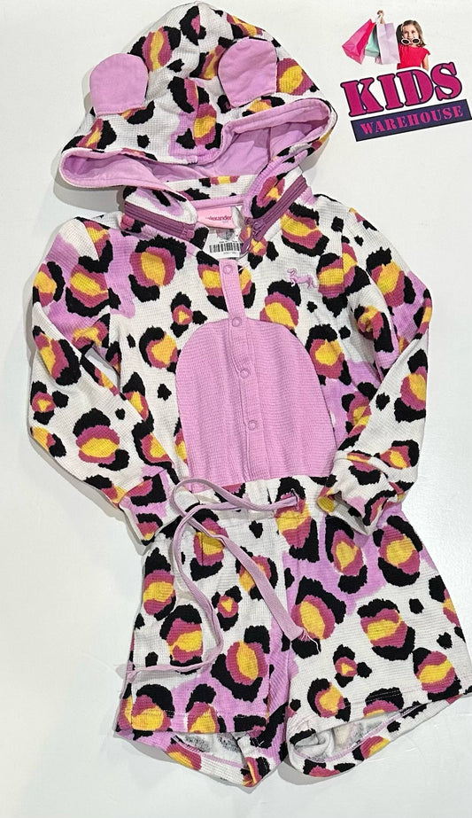 Peter Alexander White & Pink Jumpsuit With Leopard Pattern Size 1