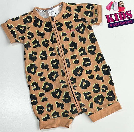 Bonds Orange Wondersuit With Black Leopard Pattern Size 1