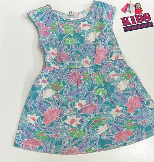 Rip Curl Blue Dress With Pink & Green Flower Pattern Size 2-3
