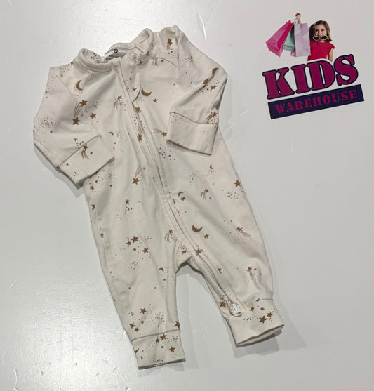 White, Brown Space Print Jumpsuit Size 00000