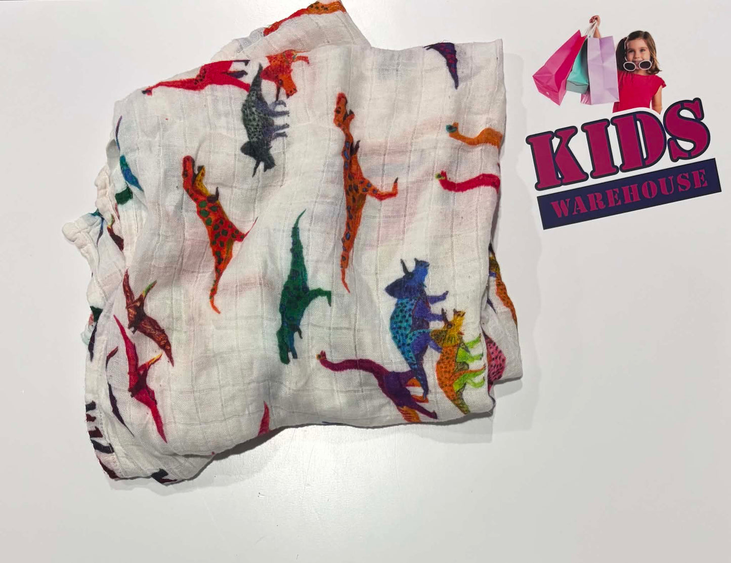 Kip & Co White, Dinosaur Print Linen Wrap