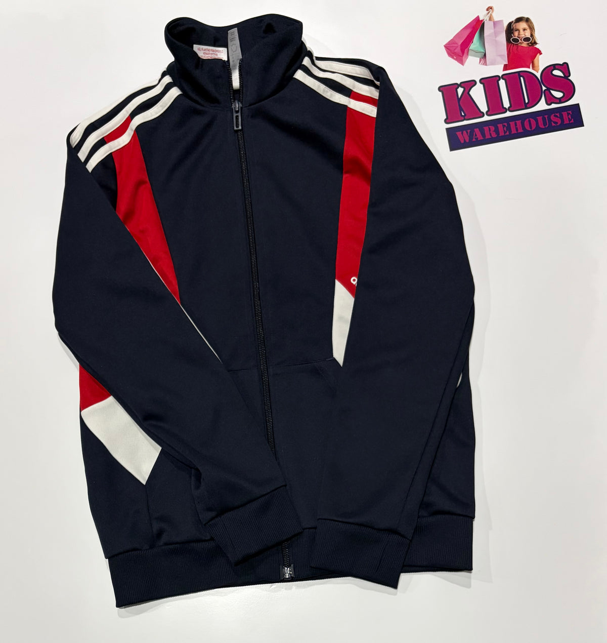 Adidas Black, Red, White Stripe Jacket Size 9