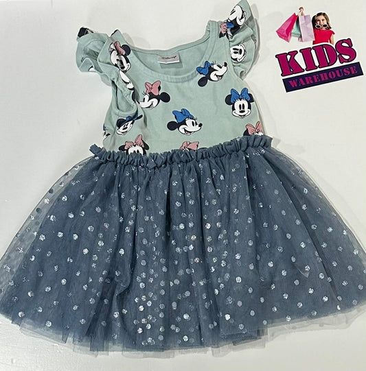 Disney Green & Blue Tutu Dress With Mickey Mouse Pattern Size 1