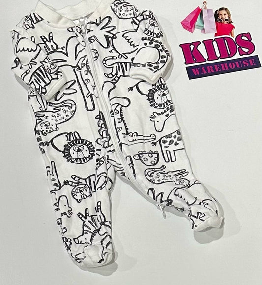 Anko White & Black Jumpsuit With Animal Pattern Size 00000