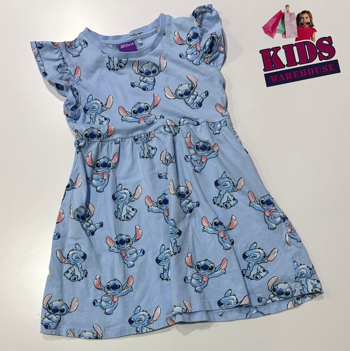 Disney Stitch Blue, Character Print Dress Size 6