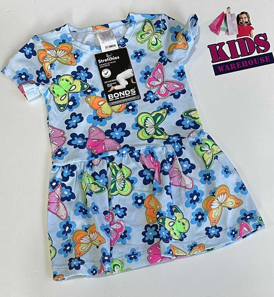 New Bonds Blue Dress With Butterfly Pattern Size 1