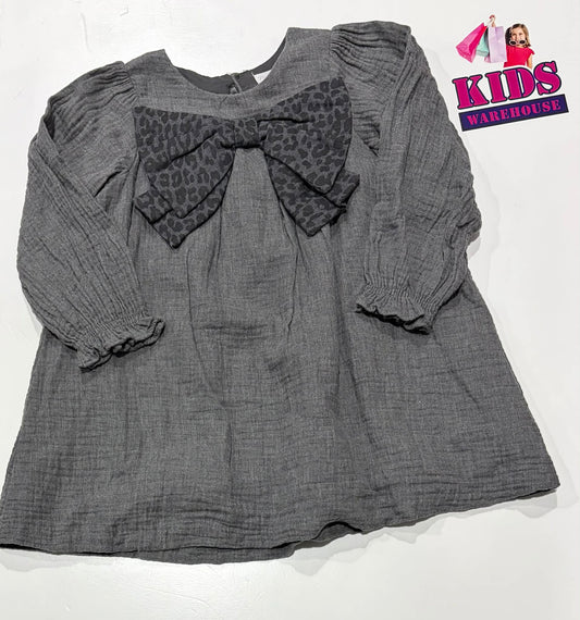 Zara Grey Dress With Bow Size 4