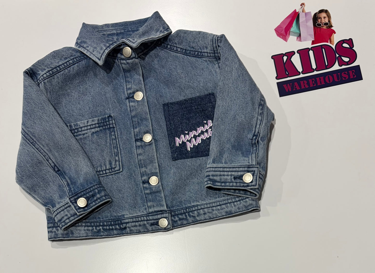 Not Used Disney Denim Minnie Mouse Print Jacket Size 2