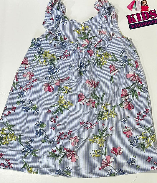 Milkshake Blue & White Dress With Flower Pattern Size 6