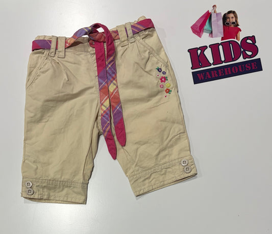 Sprout Cream, Pink, Purple Check Print Belt Cargo Shorts Size 1