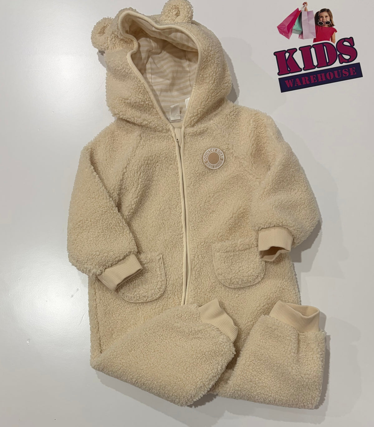 Country Road Fluffy Bear Onesie Size 1