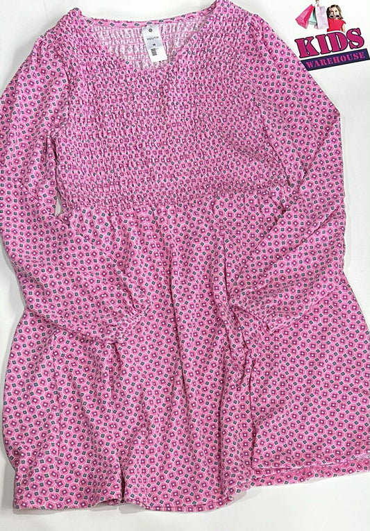 Target Pink Dress With Small Green & Purple Flower Pattern Size 12