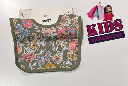Not Used Cotton On Baby Green, Colourful Flower Print Bib