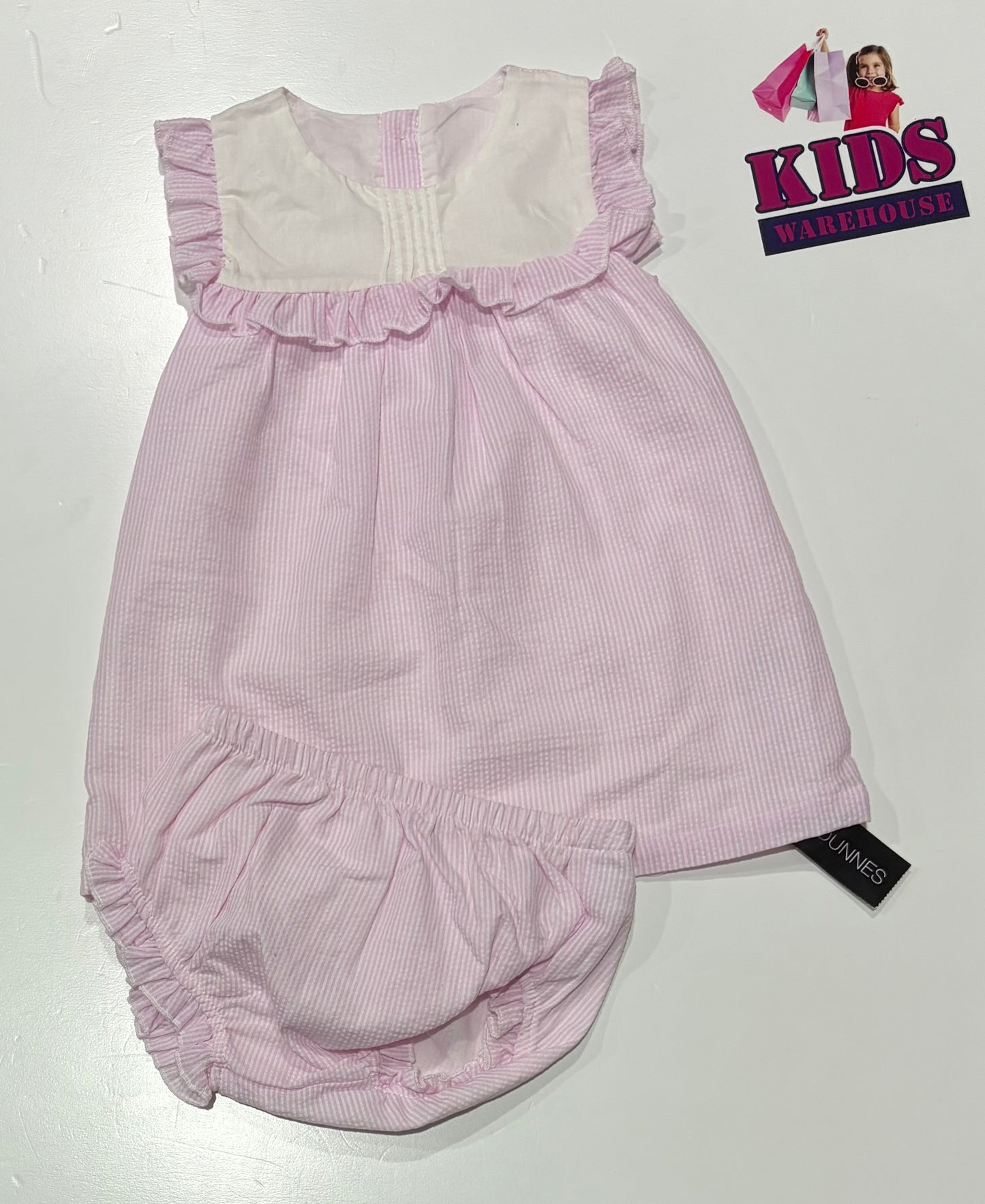 Dunnes Pink, White Stripe Dress 2 Piece Set Size 0