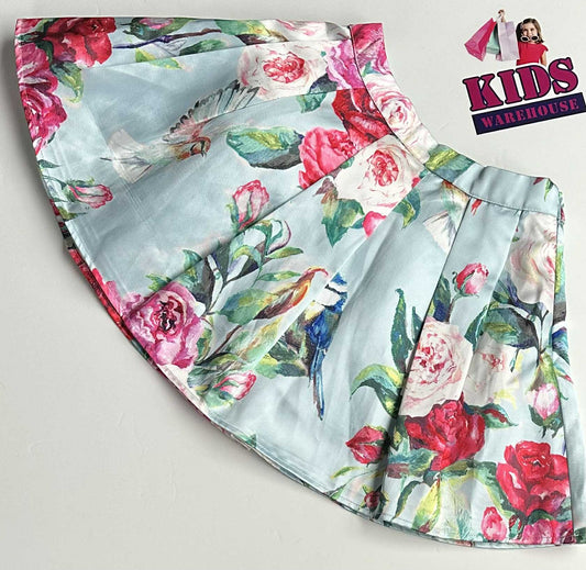 Monsoon Blue Floral Print Skirt Size 6