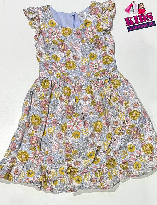 Target Blue Dress With Flower Pattern Size 7