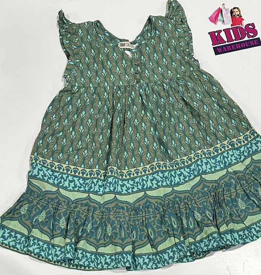 Rumah Collective Green Dress With Blue Pattern Size 4