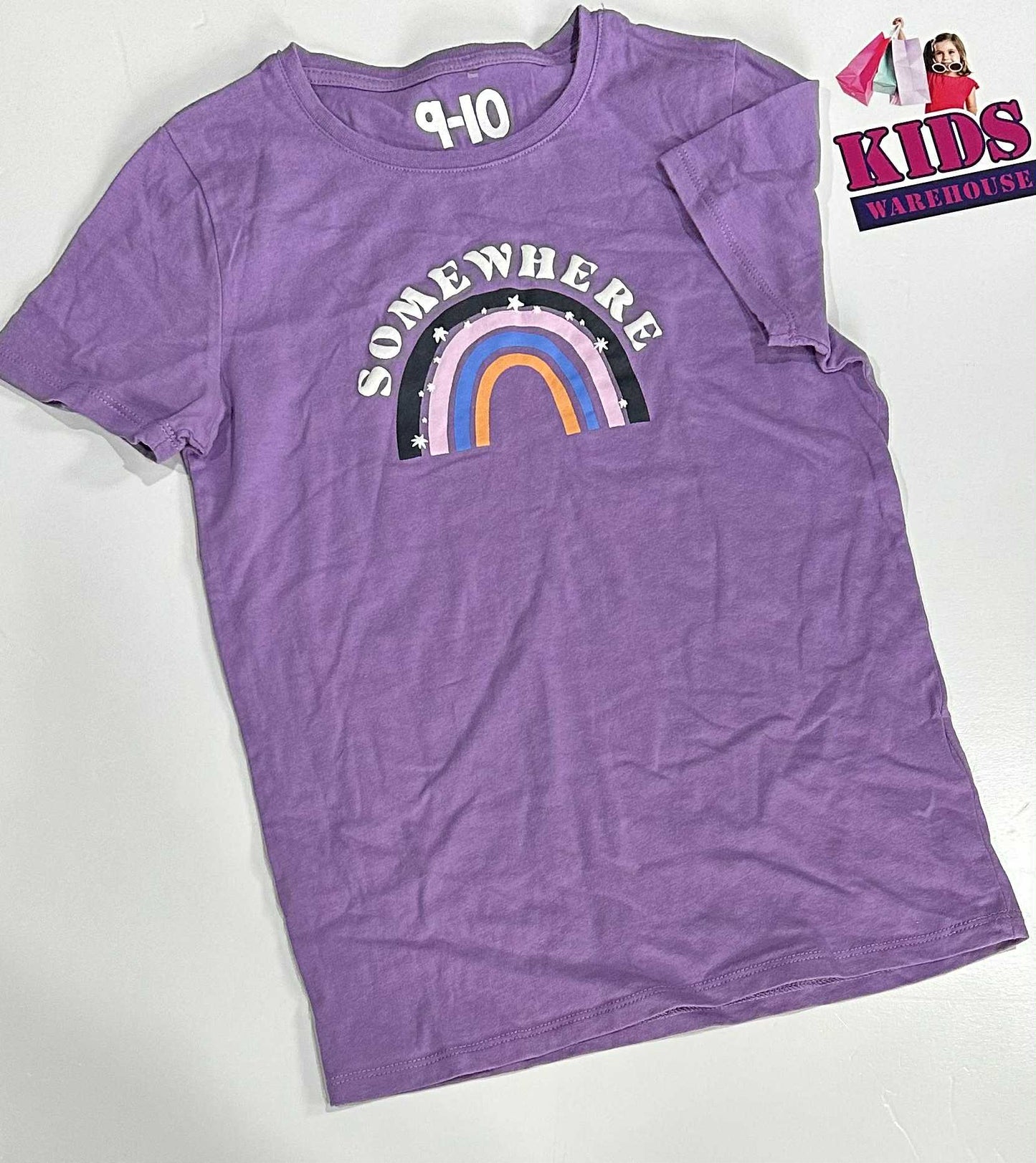 Cotton On Purple Top With Rainbow Print Size 9-10