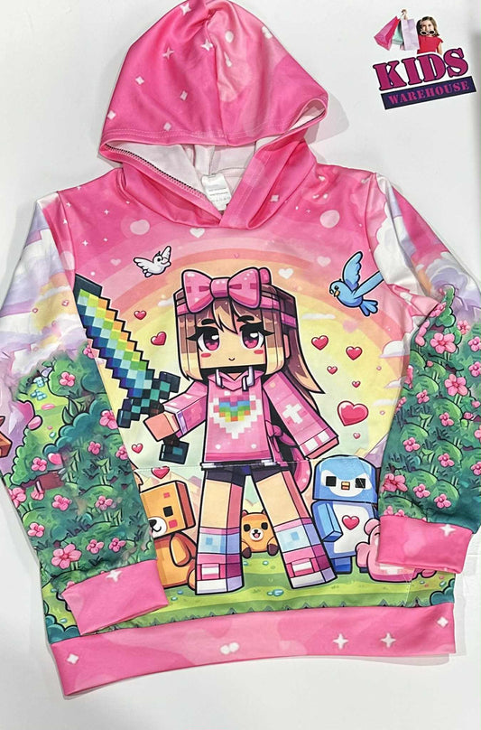Pink & Green, Minecraft Print Jumper Size 12