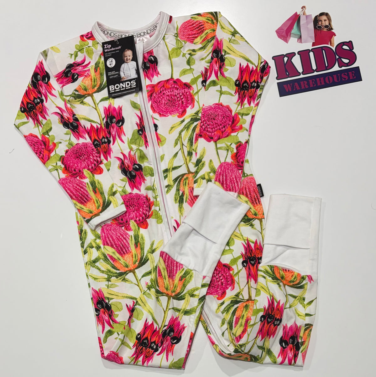 Not Used Bonds White, Floral Print Wondersuit Size 3