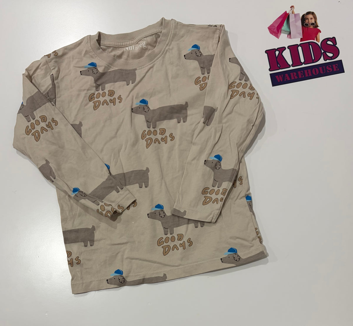 Nutmeg Dog Print Brown Top Size 6