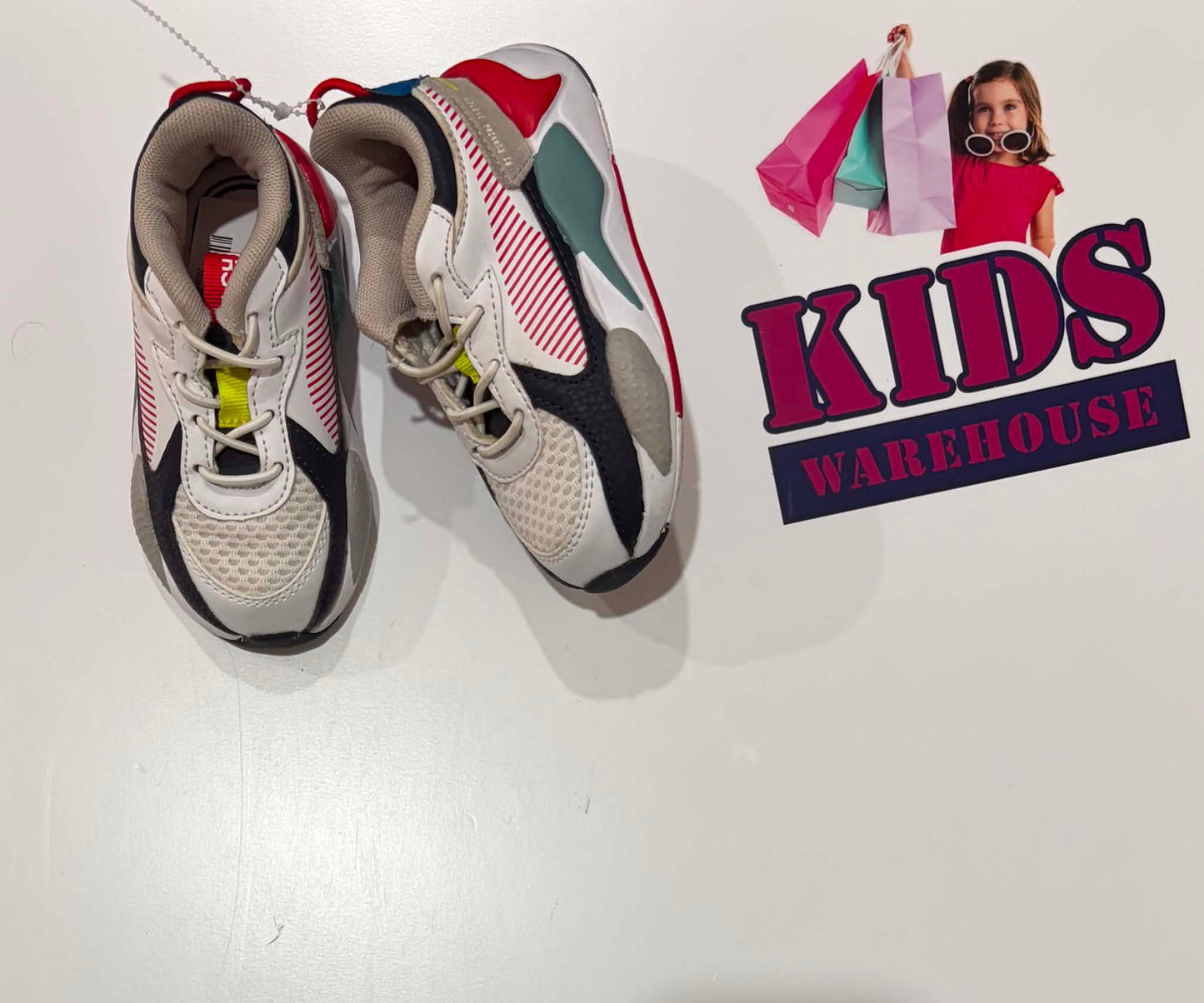 Puma White, Red, Green, Black Runners Size US6/UK5 (Child)
