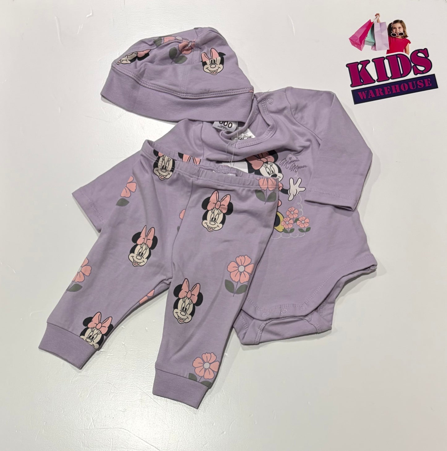 Disney Purple, Minnie Mouse Print 3 Piece Set Size 000