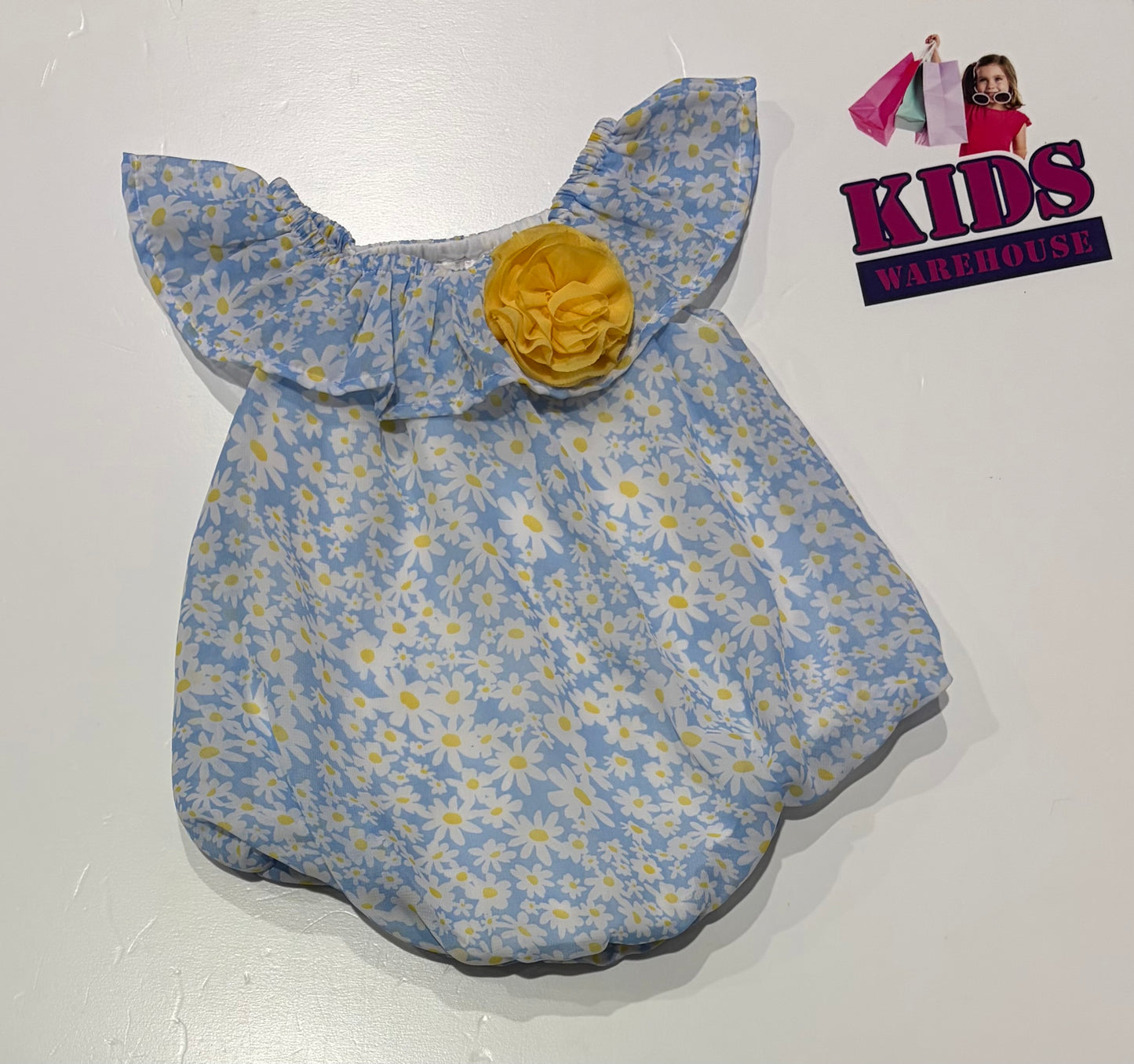 Baby Essentials Blue, Daisy Print Bodysuit Size 0