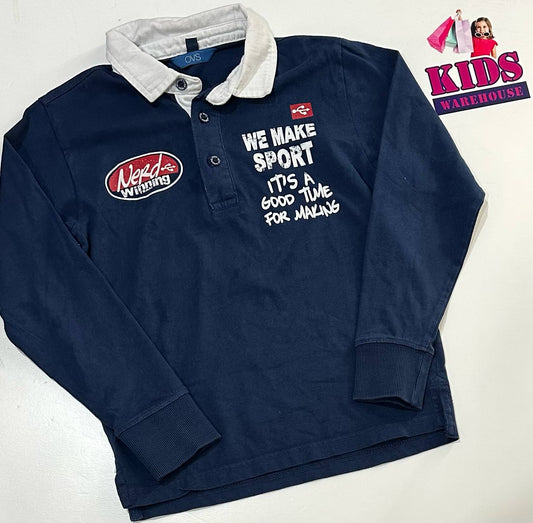 OVS Navy Blue Long Sleeve Top With “Nerd Winning Team” Print Size 7