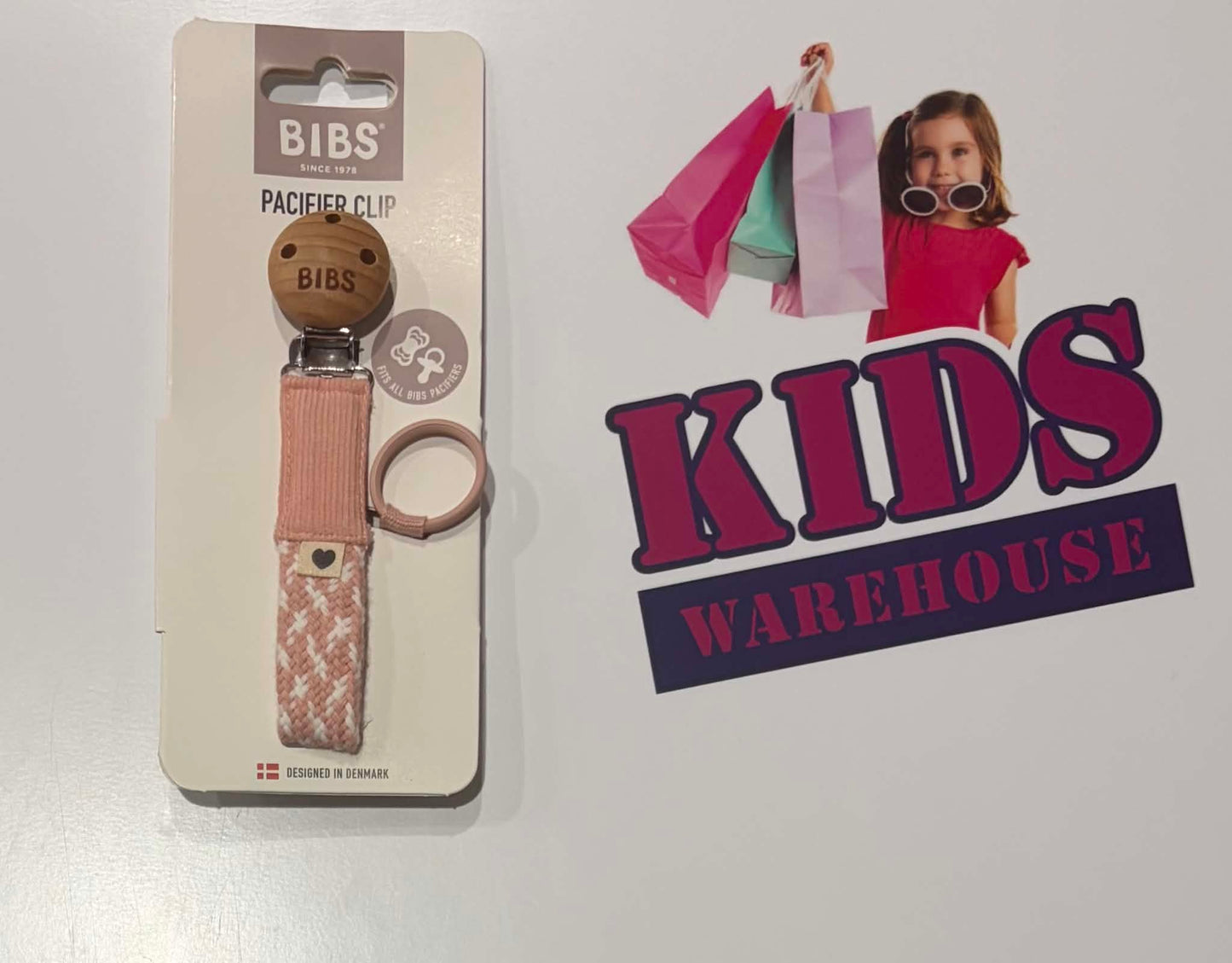 Not Used BIBS Pink Pacifier Clip