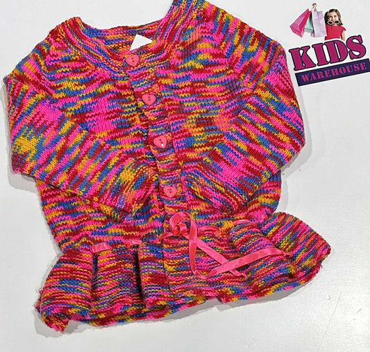 Handmade Red, Pink & Blue Knit Jumper Size 6