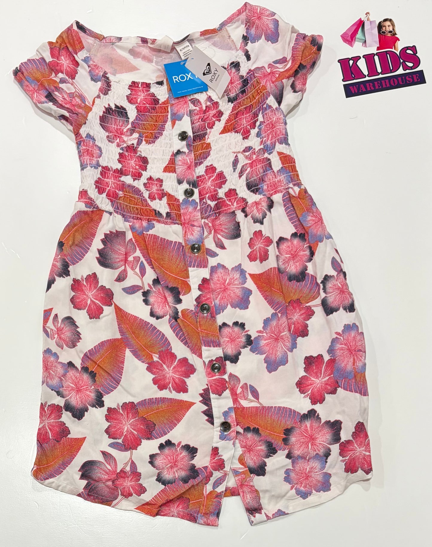Not Used Roxy White, Floral Print Dress Size 8