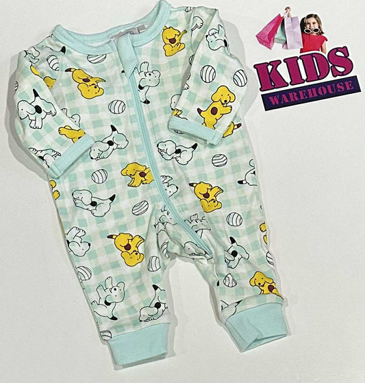 Fun With Spot Light Blue Bodysuit With Dog Pattern Size 0000