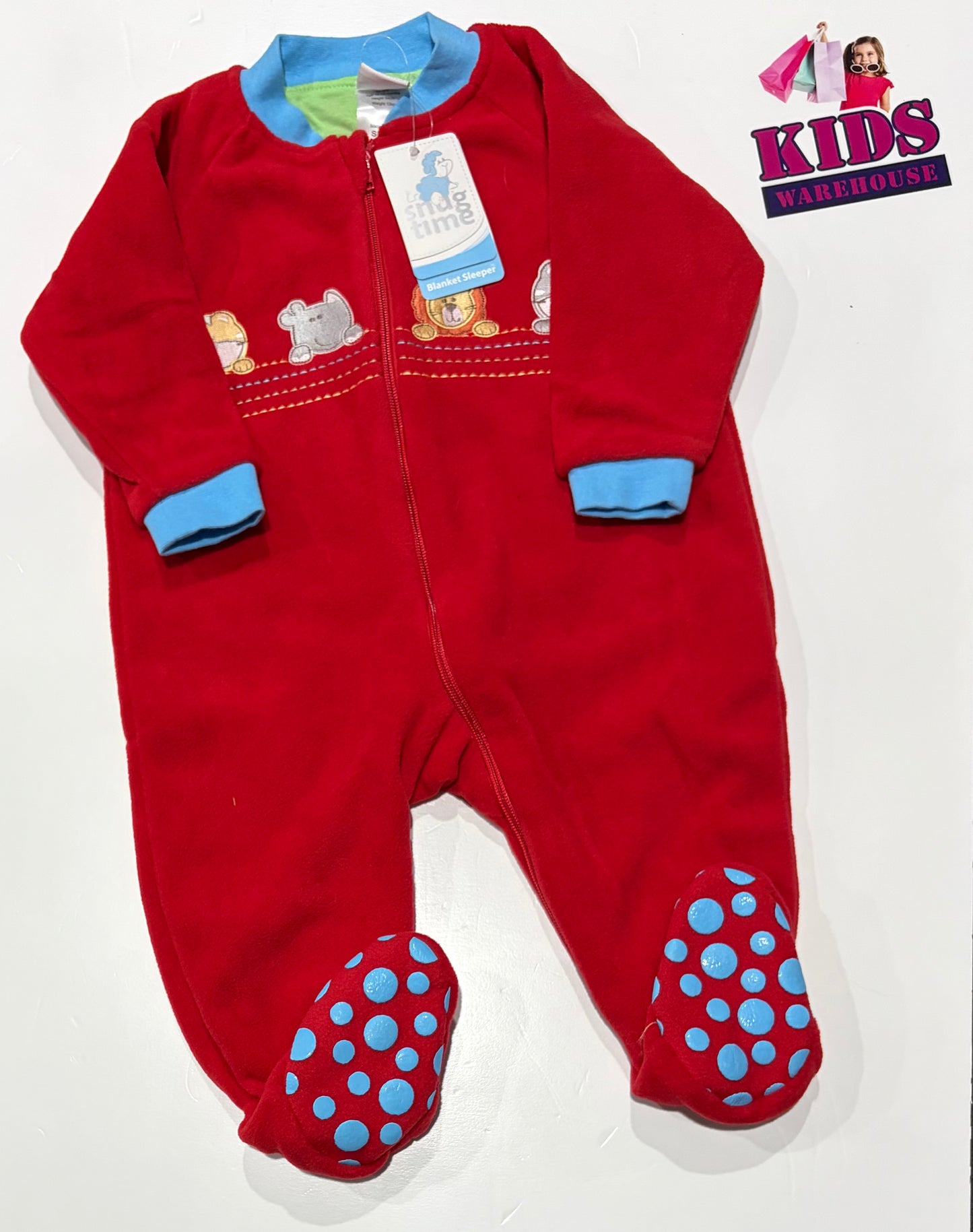 Not Used Snug Time Red, Blue Animal Print Jumpsuit Size 1