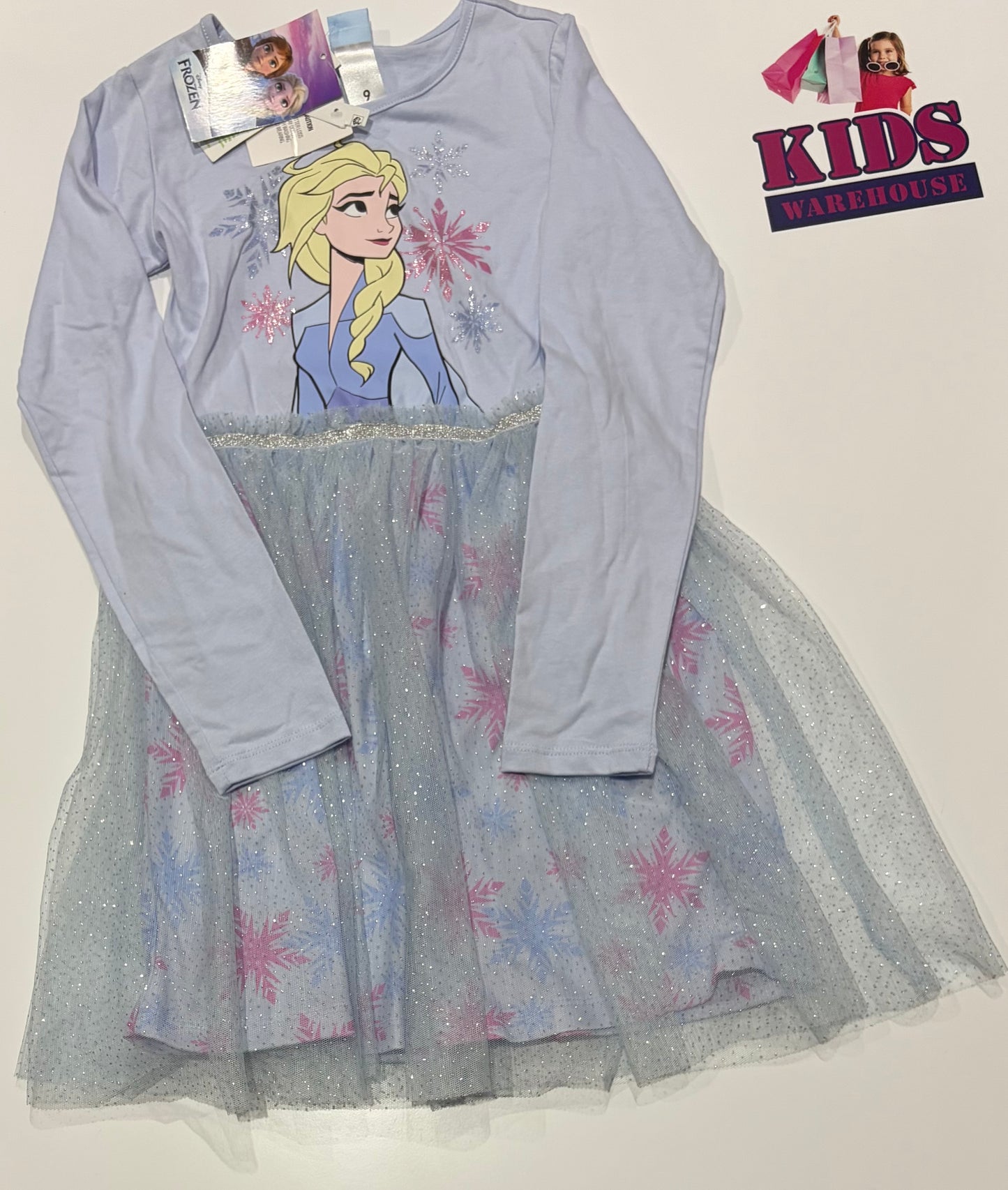 Not Used Disney Frozen Blue, Elsa Print Dress Size 9
