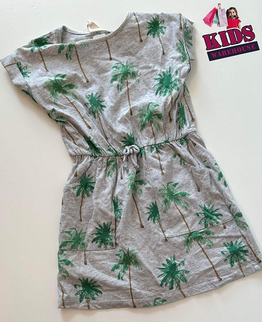 Cotton On Grey & Green Palm Tree Print Dress Size 5