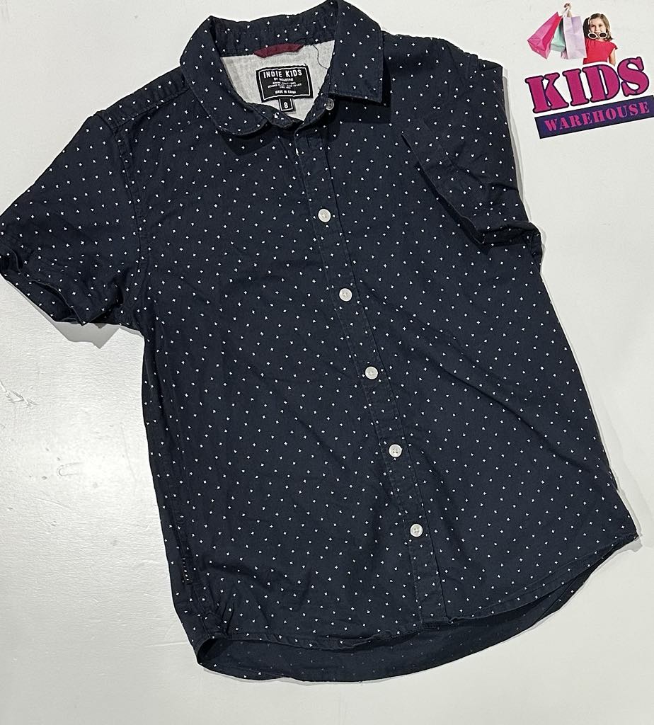 Indie Kids Black Top With Star Pattern Size 8