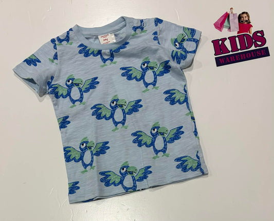 Seed Heritage Light Blue Top With Bird Pattern Size 1 (RRP $24.95)