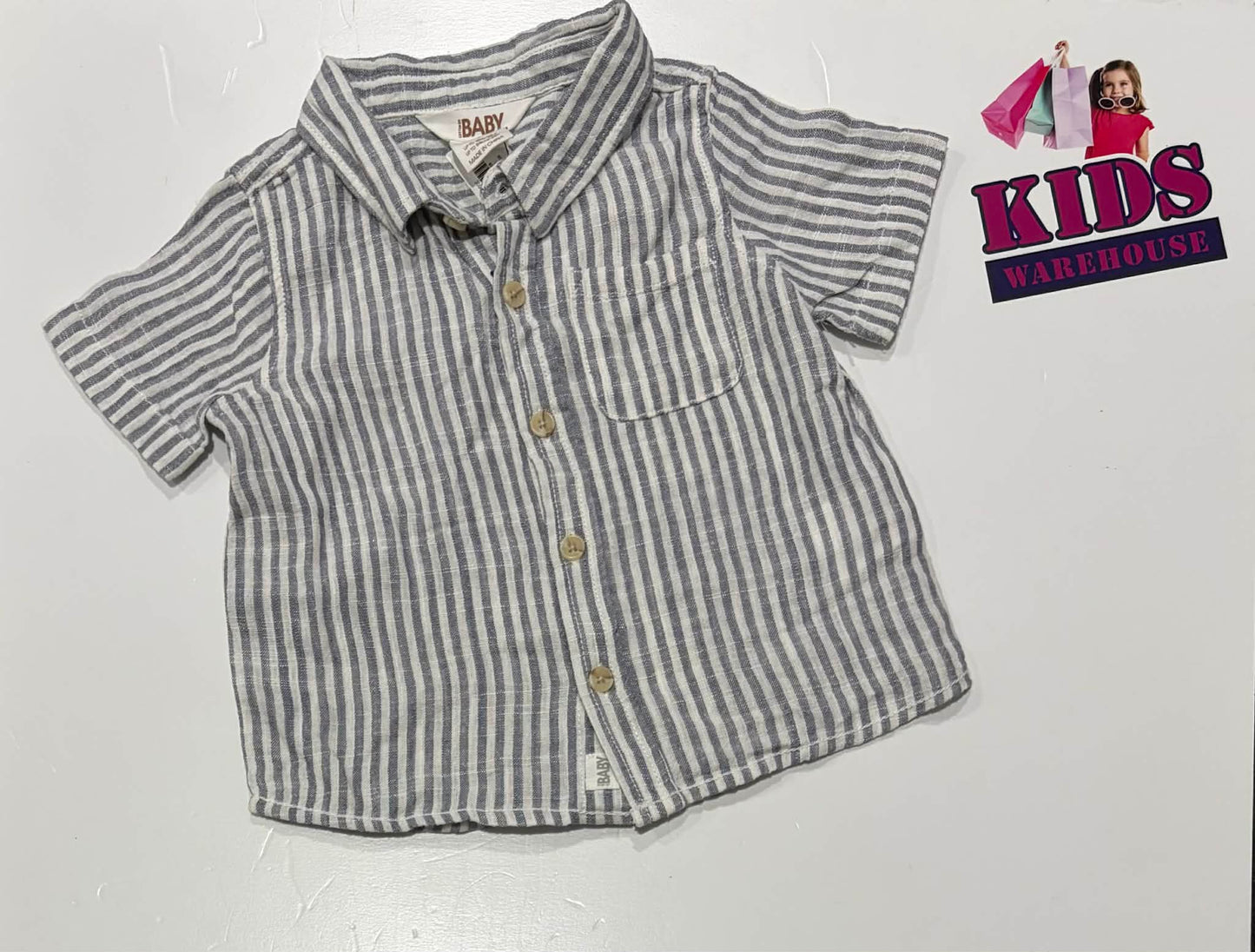 Cotton On White & Blue Button Up Top Size 1
