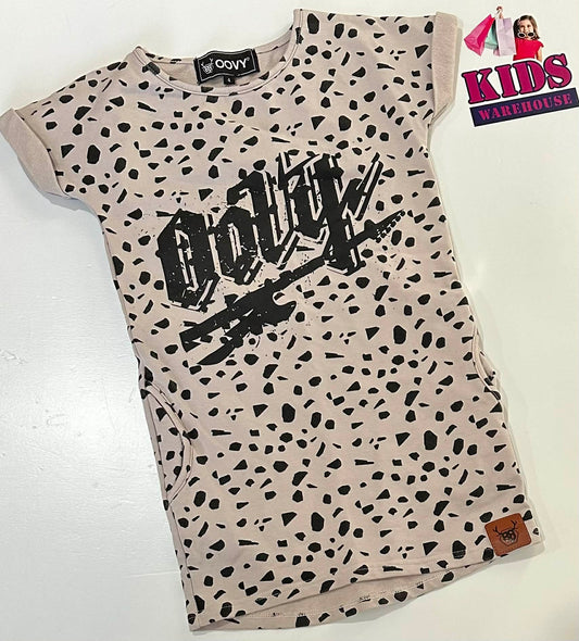 Oovy Grey Top With Black Dot Pattern Size 4